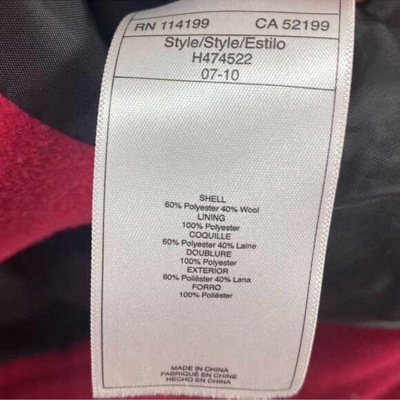 Roxy Y2K Wool Blend Double Breasted Cozy Winter Red Outdoor Peacoat Jacket - Picture 10 of 15